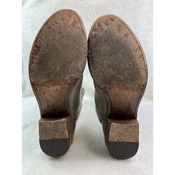 Frye Women's Gray Leather Western Cowboy Boots - Style 77667 - Size 10 B - Picture 5 of 8